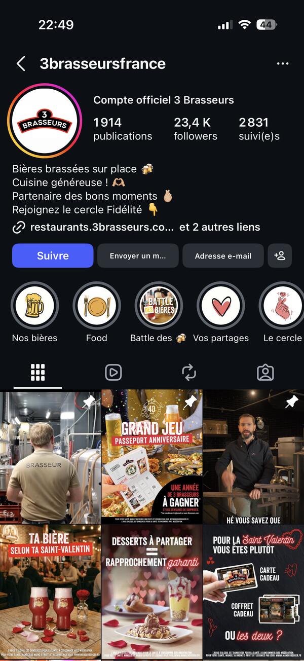 3 Brasseurs France — Profil Instagram